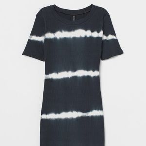 H&M ribbed tie dye dress blue size XXS (NWOT)